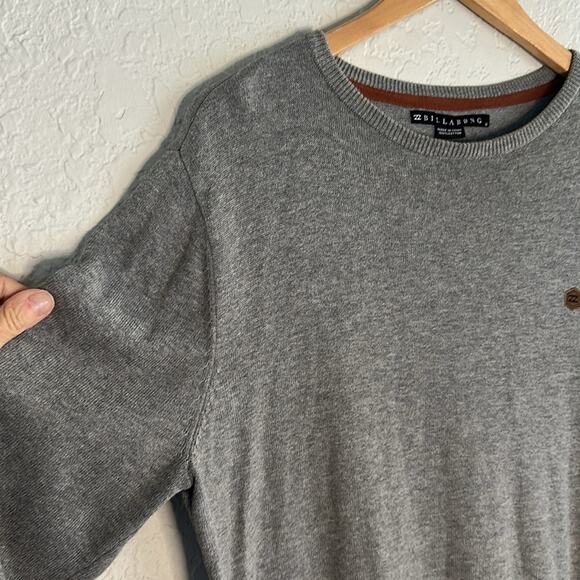 Billabong Sweater Men’s Solid Grey Crew Neck Embroidered Logo Patch Medium - Picture 5 of 7